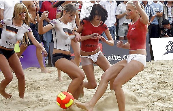 babes play beach soccer #15380321