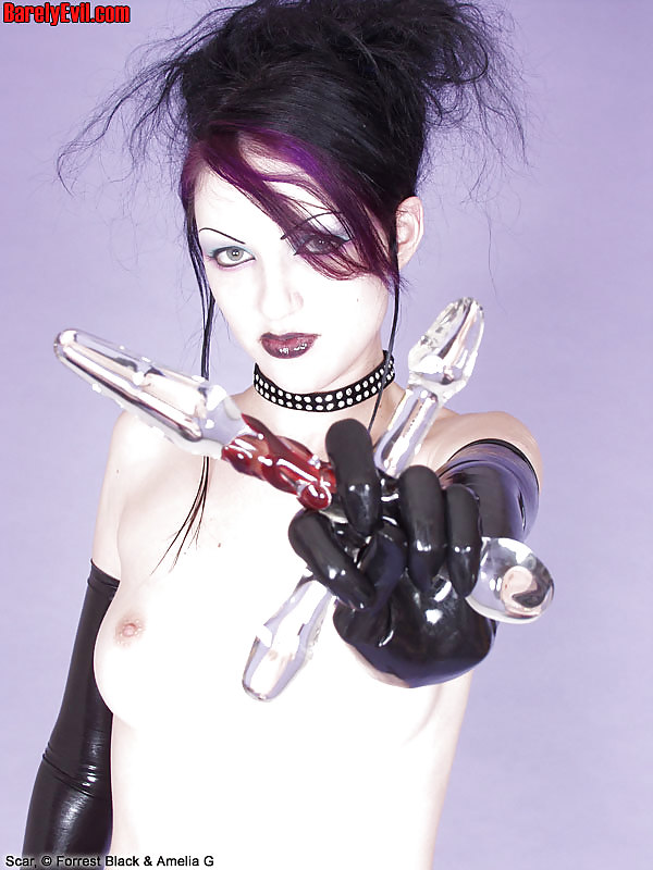 Goth Girl in Latex with Glass Sex Toy #8403642