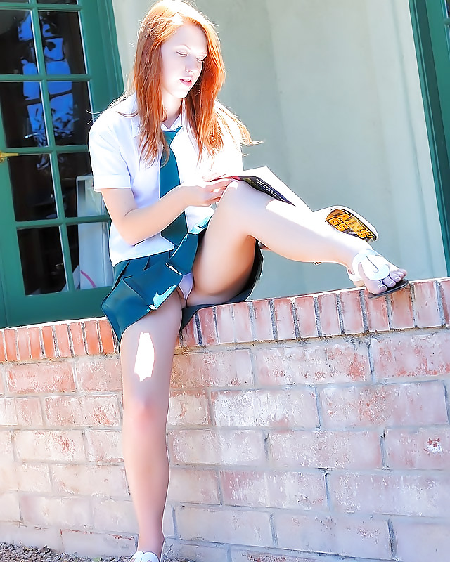 Redheady Teen School Girl Outdoor,By Blondelover !