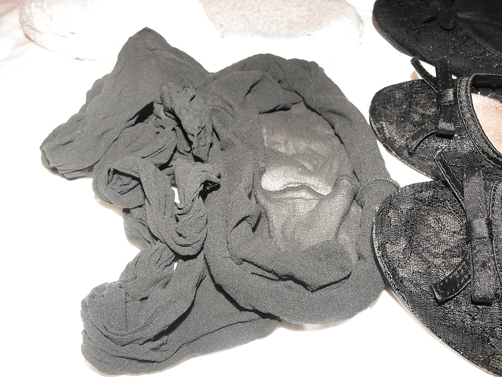 Em's very worn flats slippers and tights, Take a sniff!!! #7791785