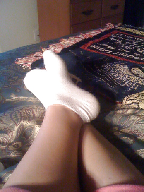 My ex feet pussy and white ankle socks #4840301