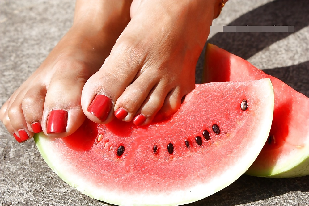 Mature feet and watermelon #19640791
