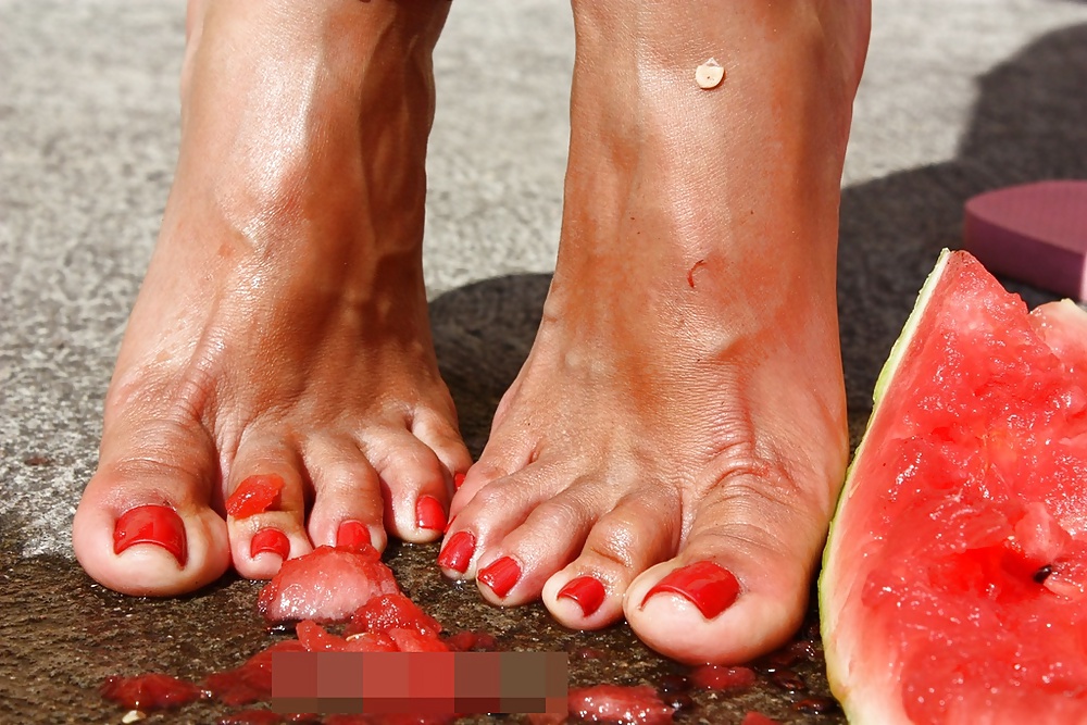 Mature feet and watermelon #19640866