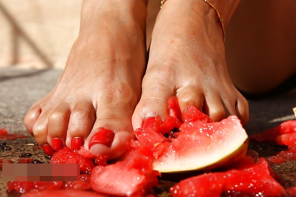 Mature feet and watermelon #19640872