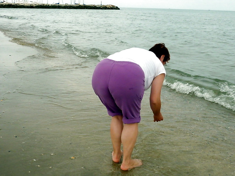 Busty granny on the beach! Mixed! #22261479