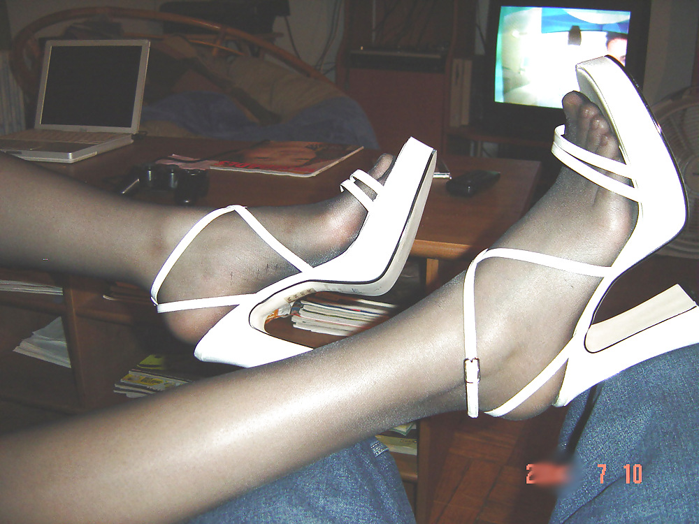 Nylons and white heels #4693890