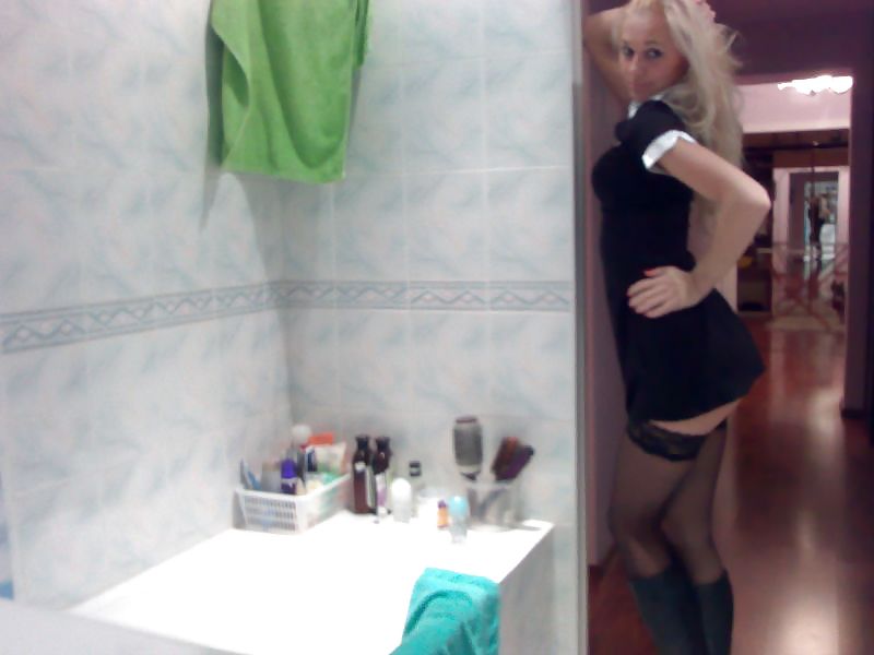 Sexy blonde posing in bathroom #19154914