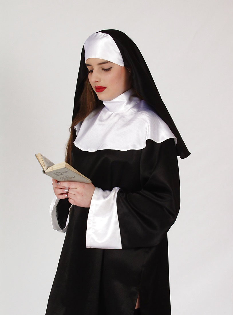 Brunette nun reading dirty magz and undressing #19365223