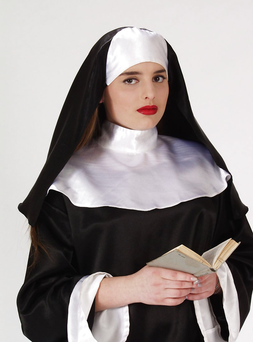 Brunette nun reading dirty magz and undressing #19365229