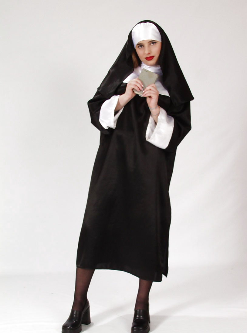 Brunette nun reading dirty magz and undressing #19365234