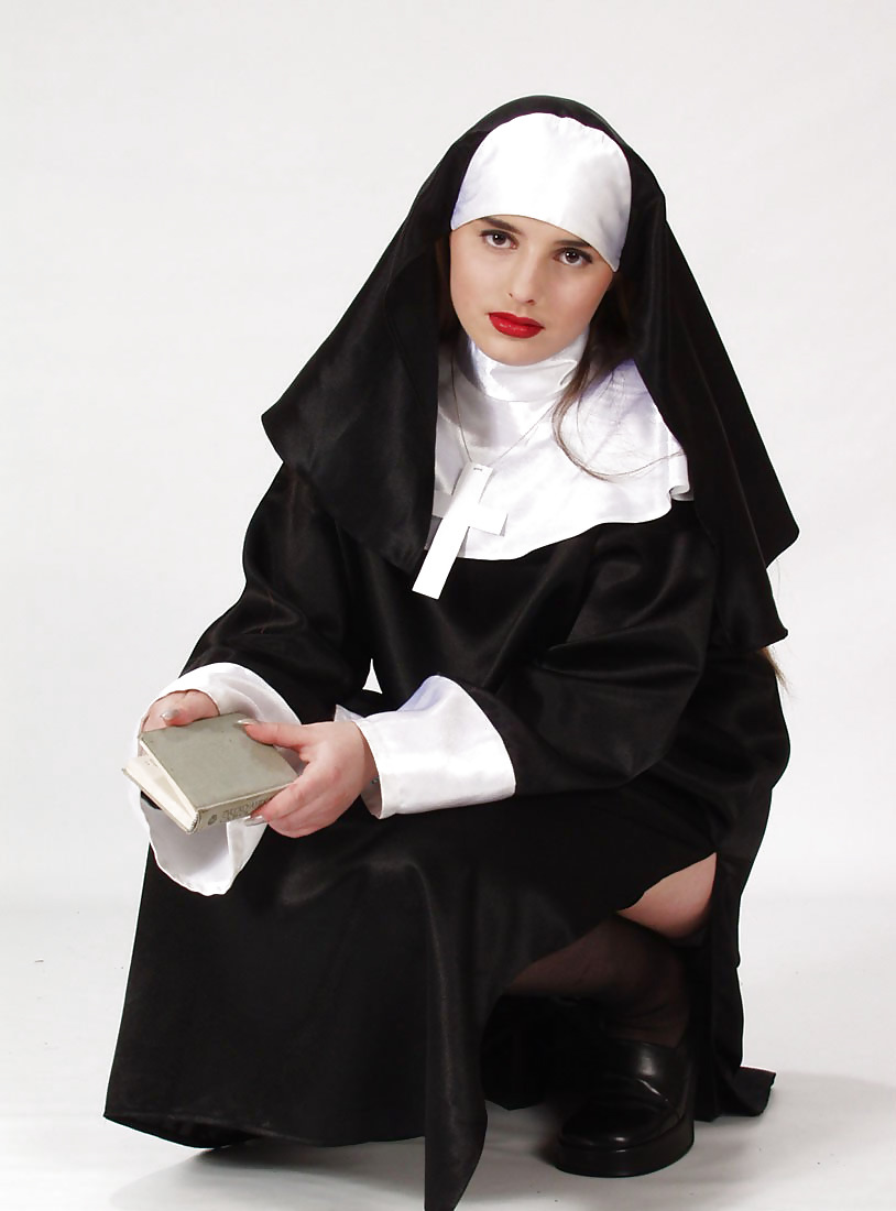 Brunette nun reading dirty magz and undressing #19365241