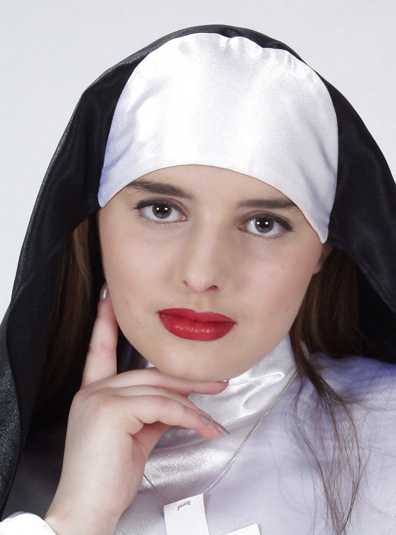 Brunette nun reading dirty magz and undressing #19365269