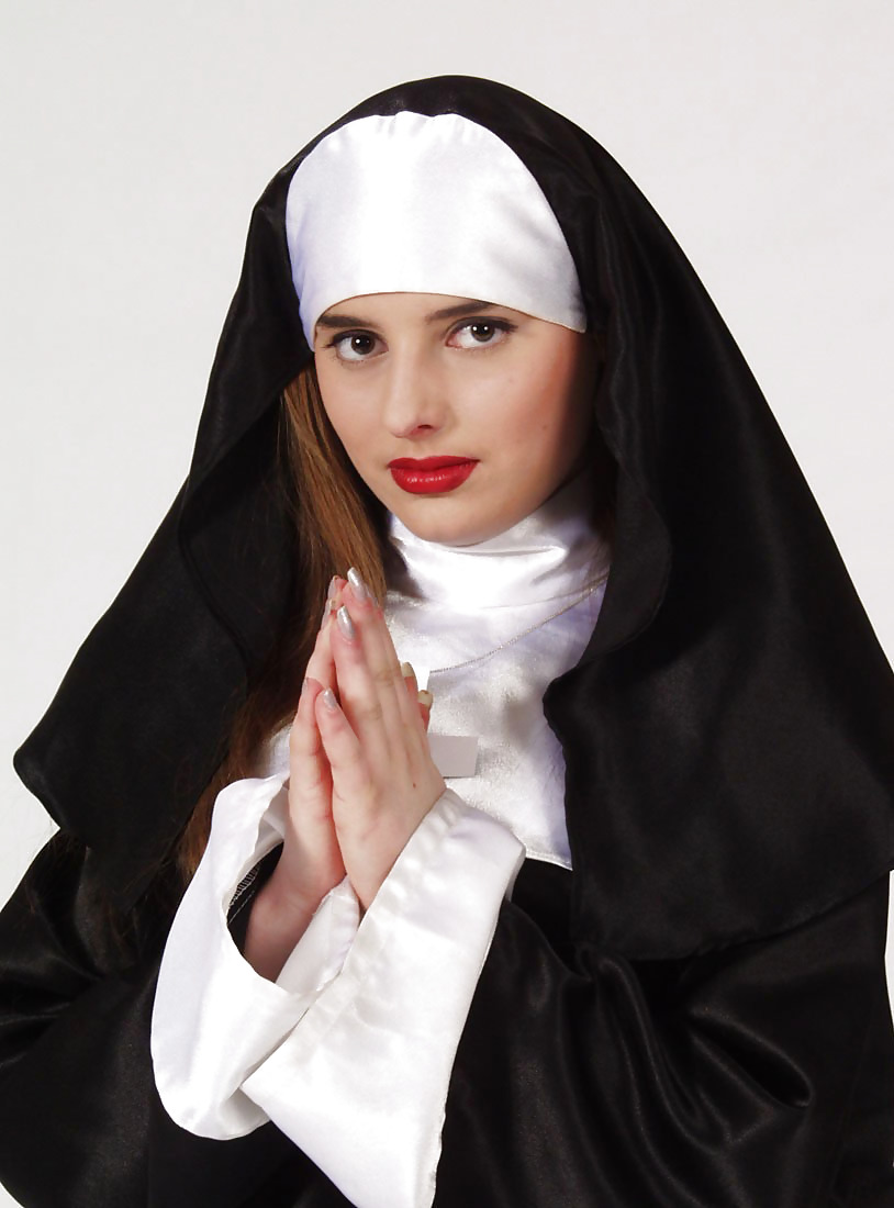 Brunette nun reading dirty magz and undressing #19365280