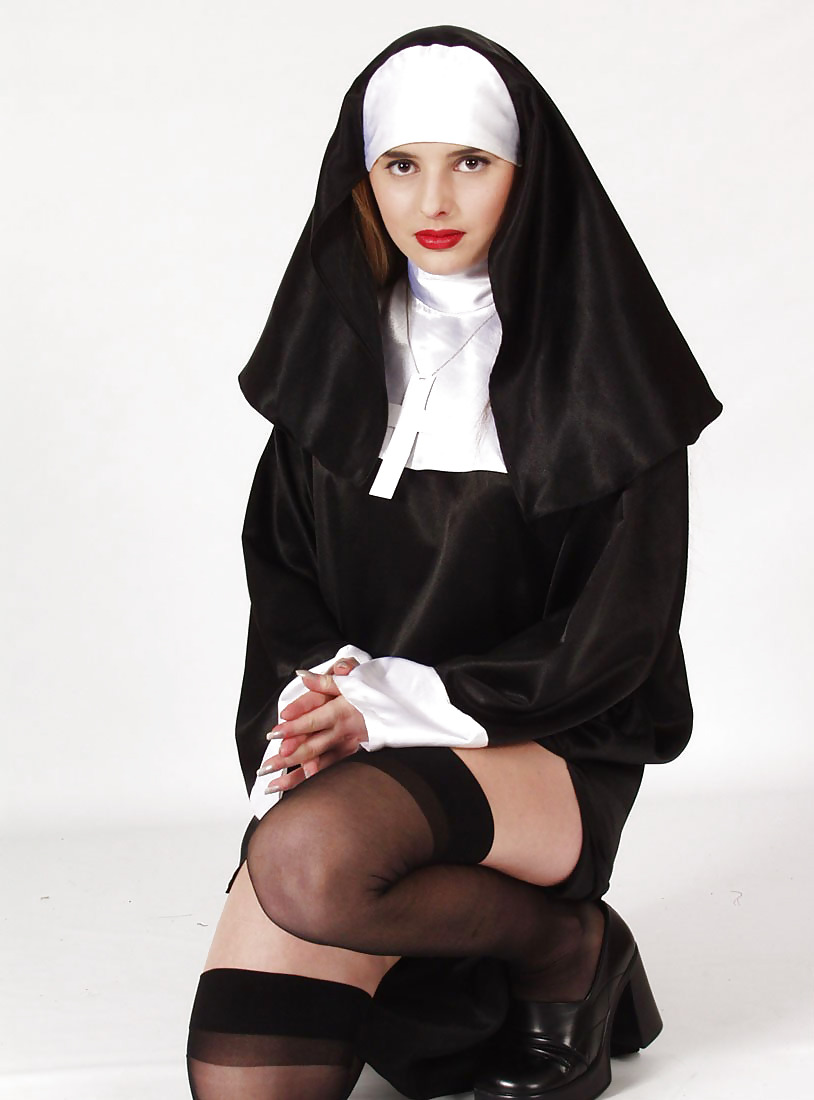 Brunette nun reading dirty magz and undressing #19365305