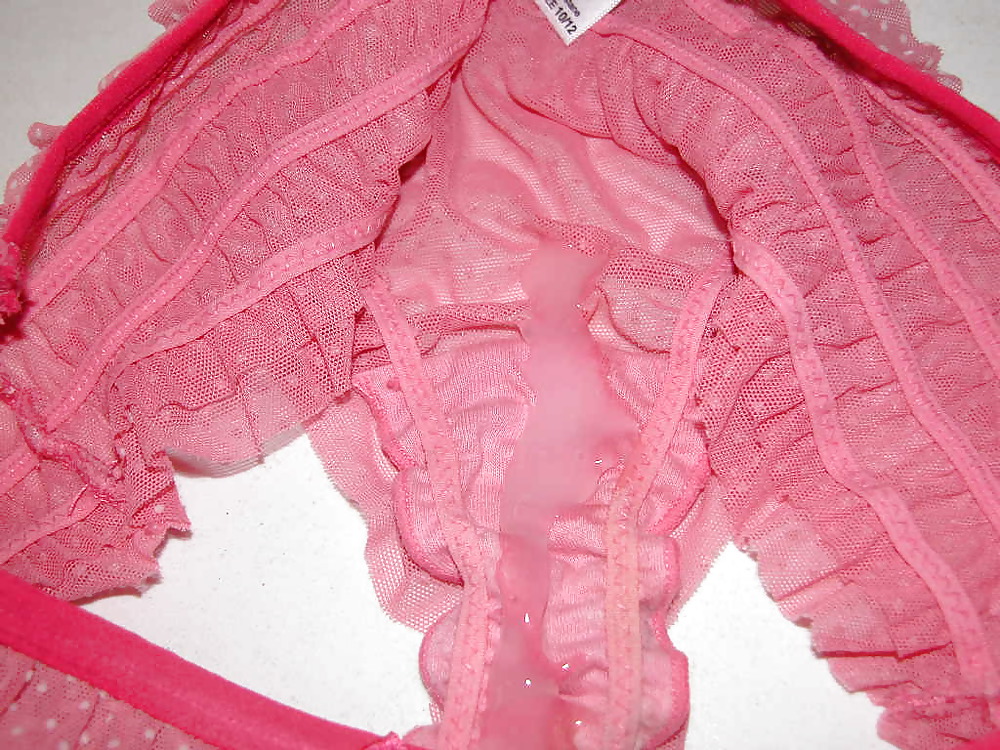Sperm on pink lace panties #8185156