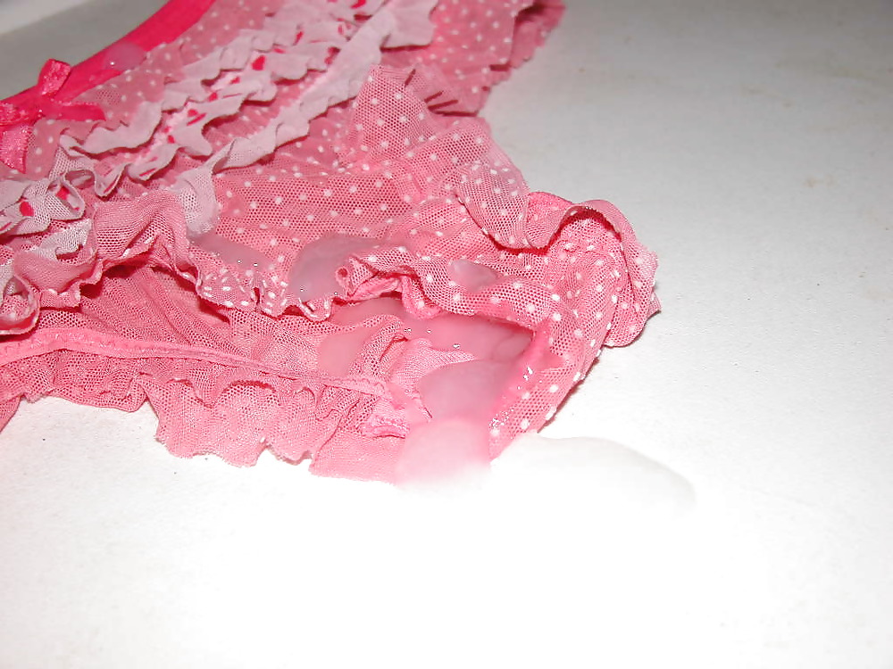 Sperm on pink lace panties #8185192