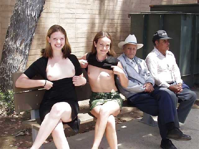 Public pussy flashing. Outdoor fanny. #16444184