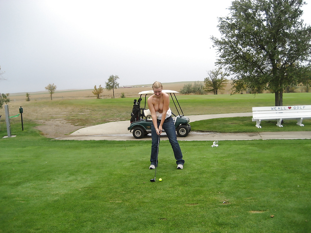 Blonde golf swing #9093367