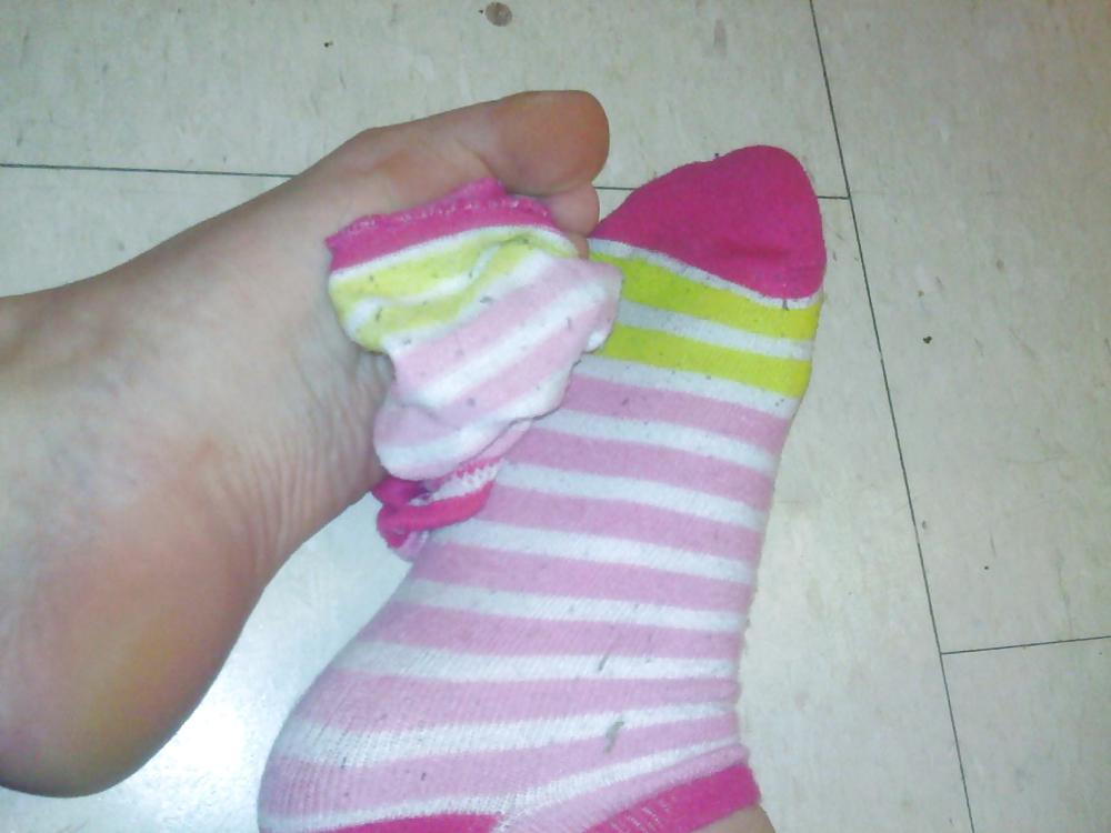 Wifes feet and wearing socks #13208148