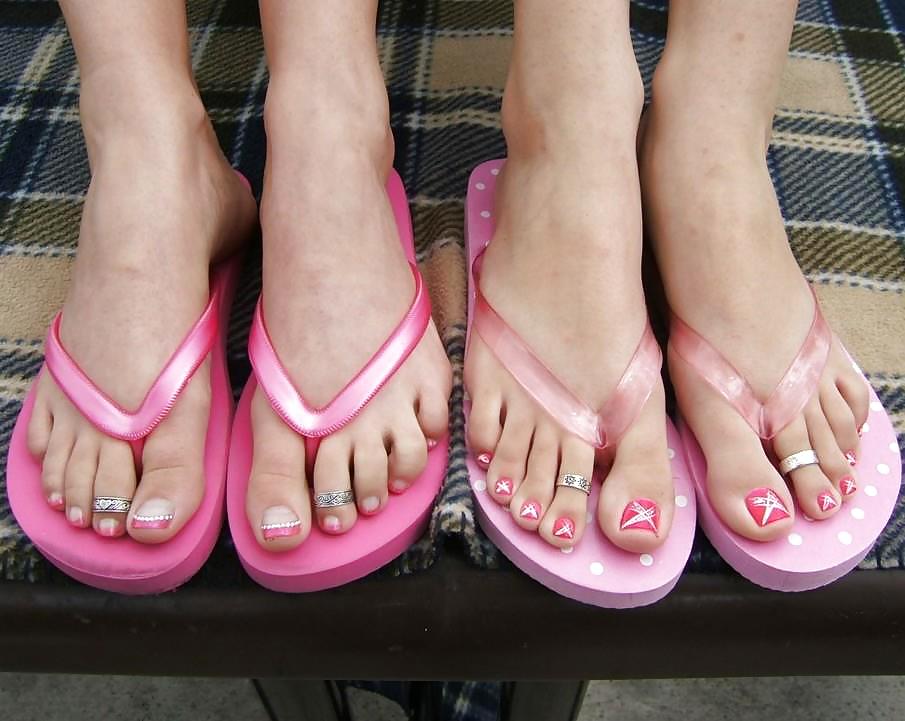 Jewel Pink Feet and Flip Flops. #21674972