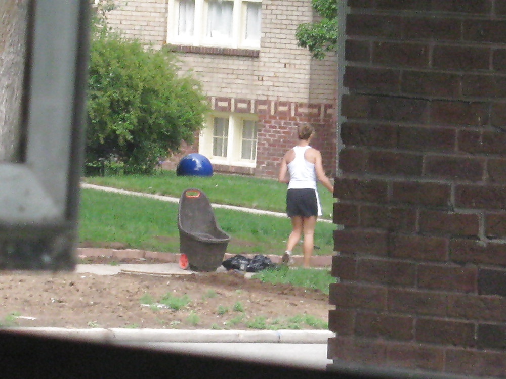 Neighbors showing off, doing yardwork in skirts (original) #4189835