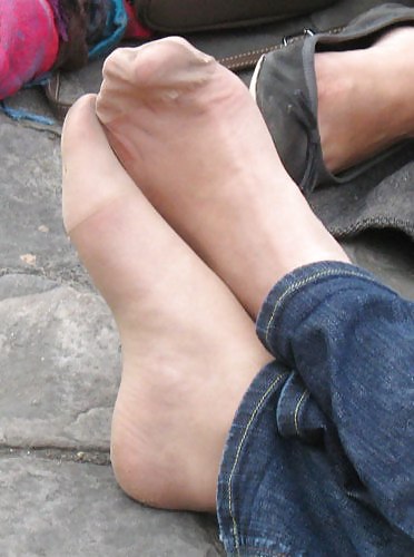 Girlfriend feet legs nylon and friends