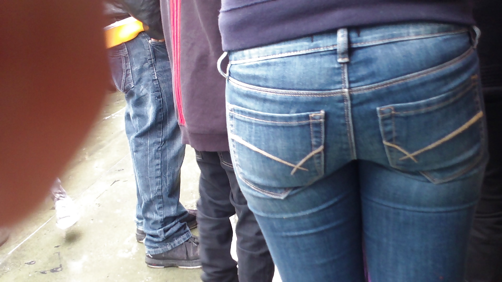 Nice sexy teen ass & butt in tight blue jeans  #17261003