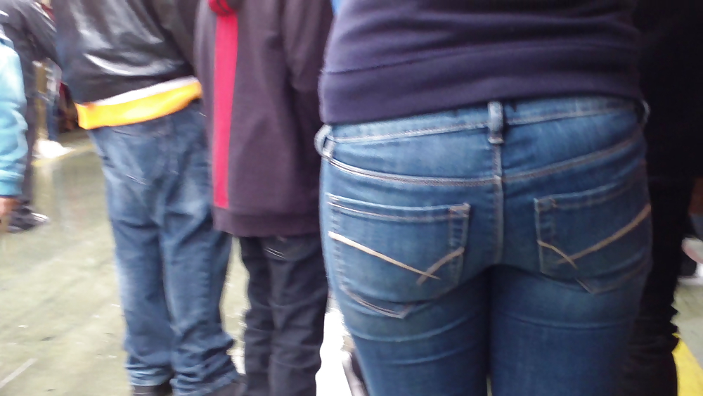 Nice sexy teen ass & butt in tight blue jeans  #17261016