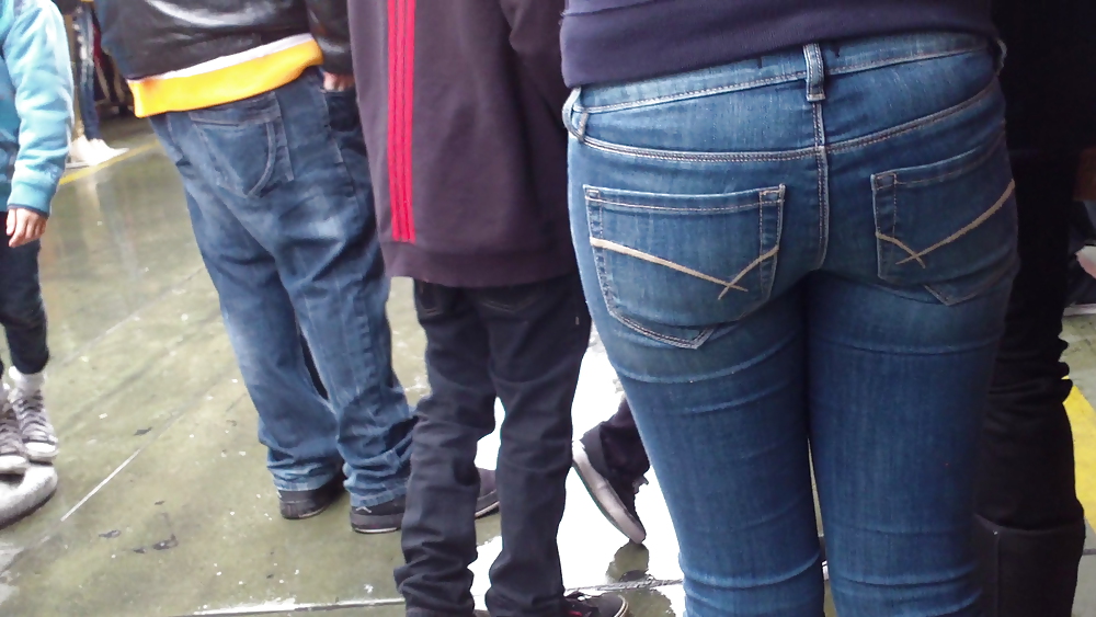 Nice sexy teen ass & butt in tight blue jeans  #17261023