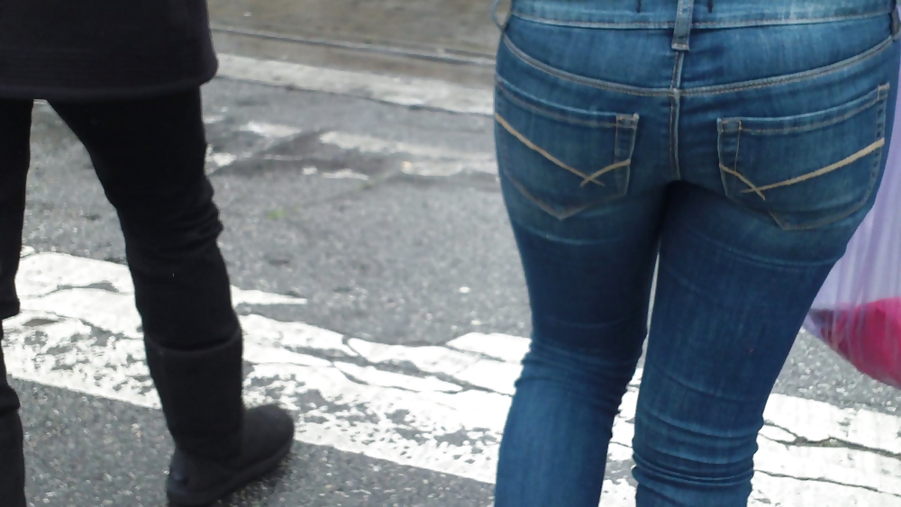 Nice sexy teen ass & butt in tight blue jeans  #17261057