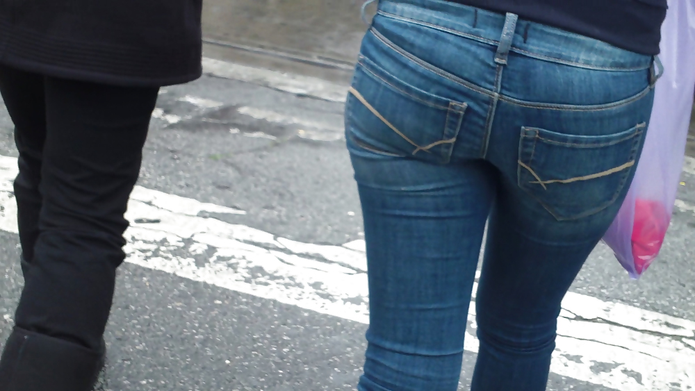 Nice sexy teen ass & butt in tight blue jeans  #17261064