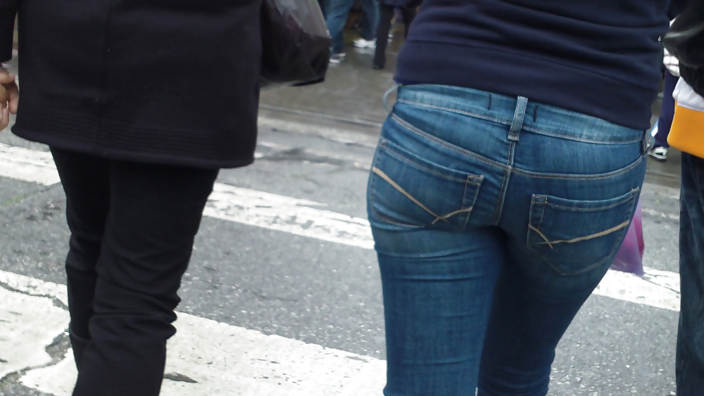 Nice sexy teen ass & butt in tight blue jeans  #17261069