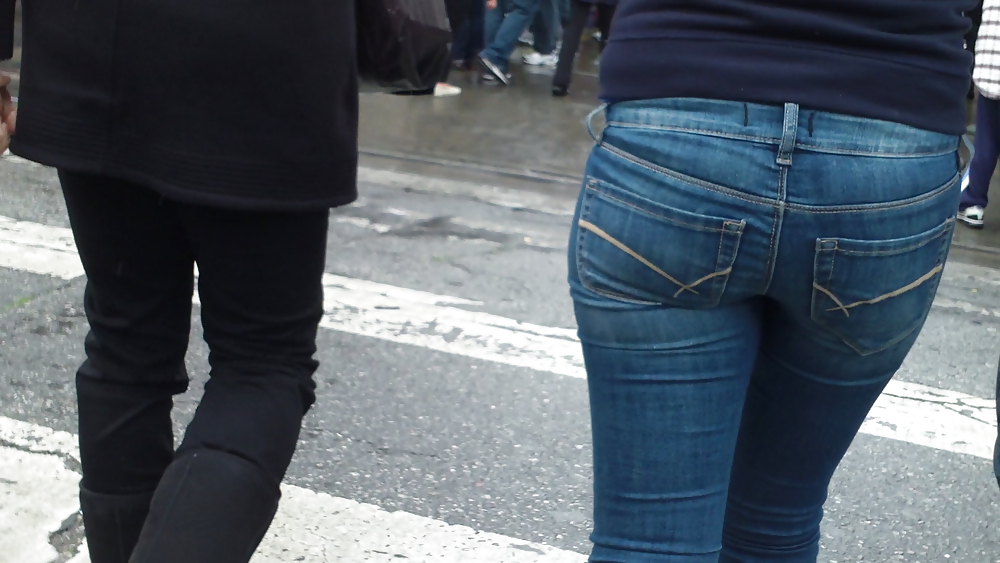 Nice sexy teen ass & butt in tight blue jeans  #17261075