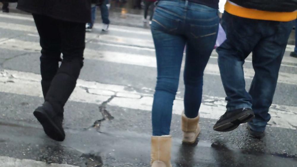 Nice sexy teen ass & butt in tight blue jeans  #17261088