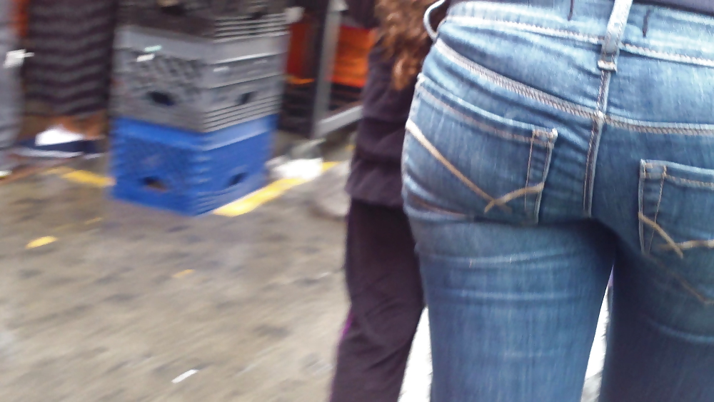 Nice sexy teen ass & butt in tight blue jeans  #17261095