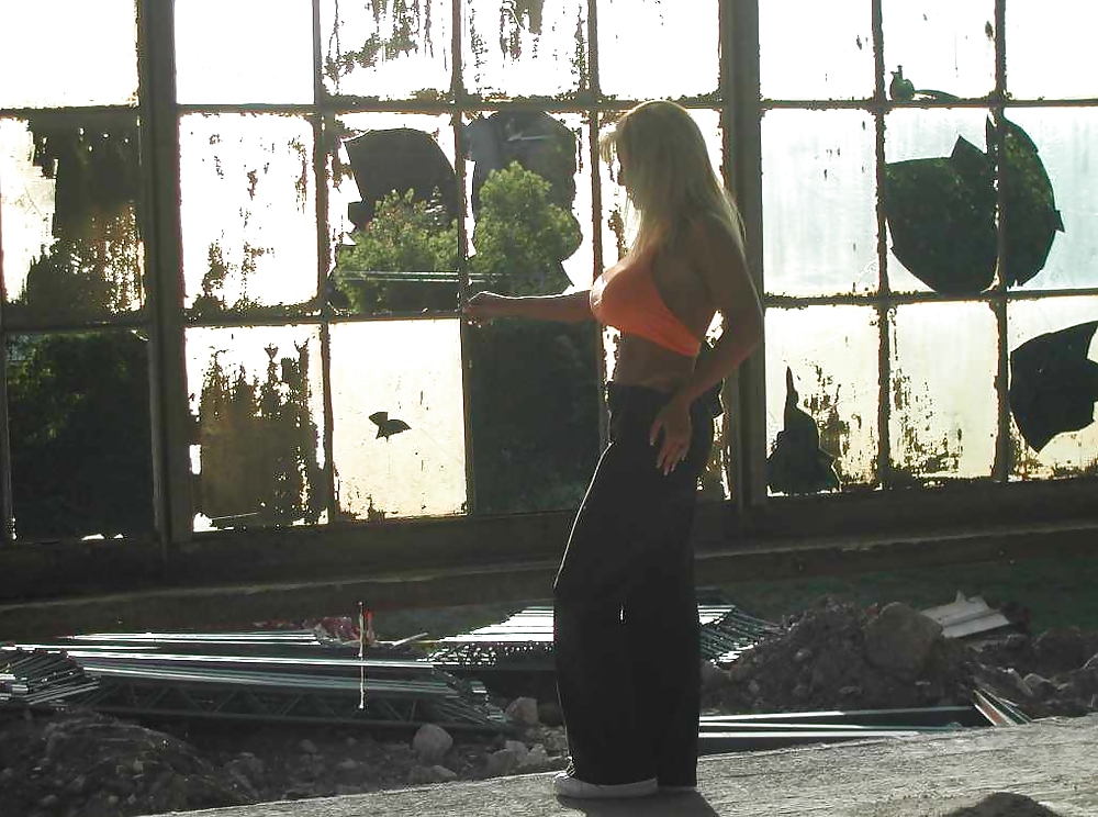 Photoshoot  at the old factory wearing fitness clothes #17490746