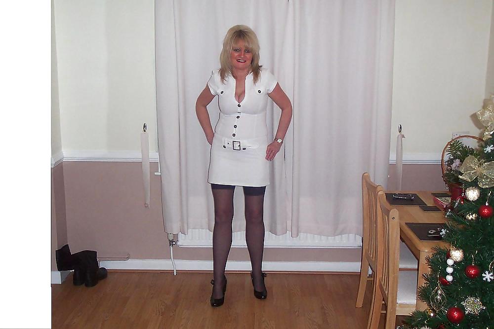 UK Amateur Slut Milf Samantha White Dress #8731399
