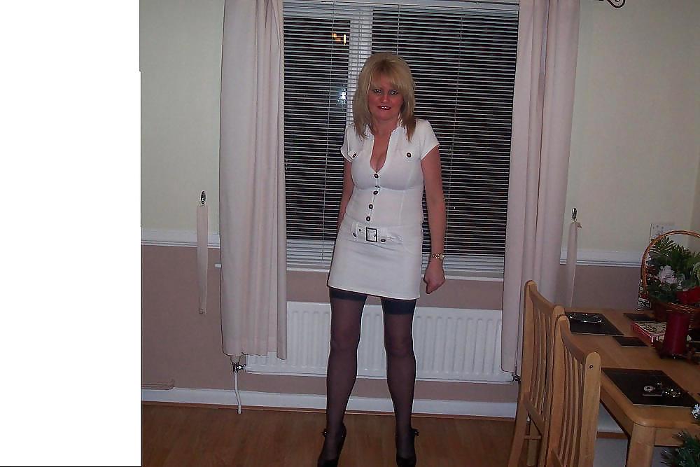 UK Amateur Slut Milf Samantha White Dress #8731413