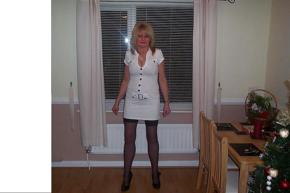 UK Amateur Slut Milf Samantha White Dress #8731422