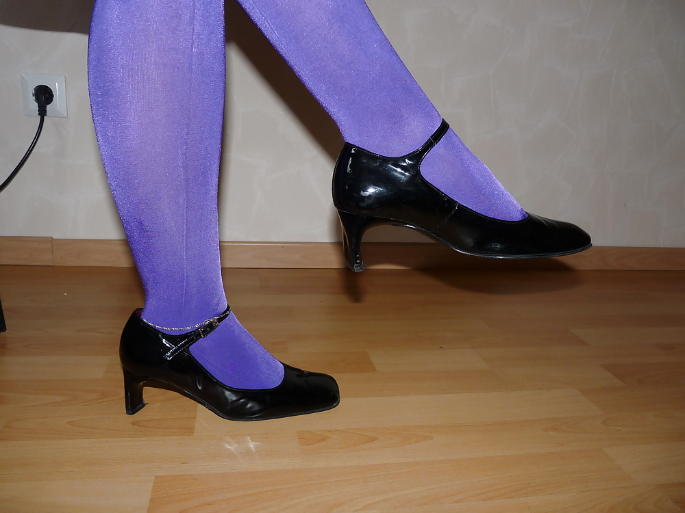 Wifes pantyhose patent lack heels shoes mary janes #21286165