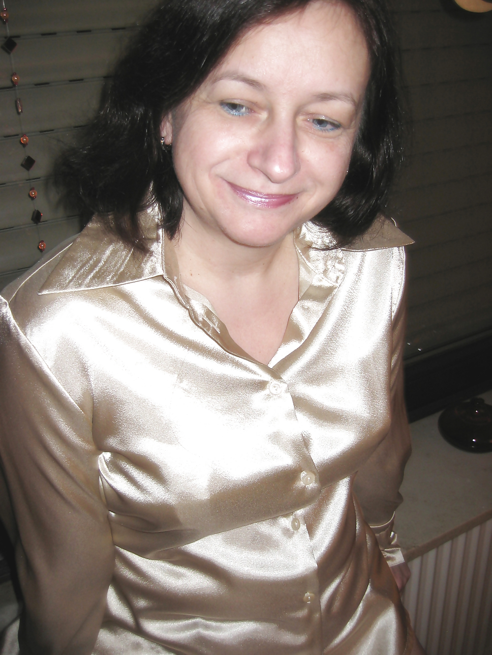 Wife in Satin Blouse and Vintage Bra #21667064