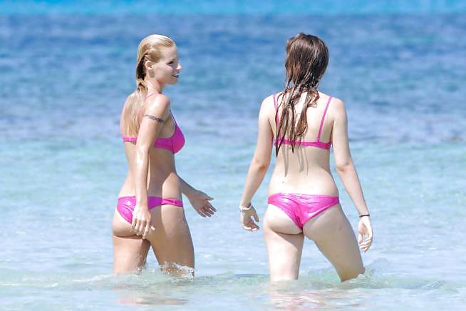 Michelle Hunziker wearing a bikini in Formentera, Spain ASS