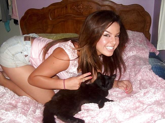 Meow! Sexy Brunette in Bedroom #4925740