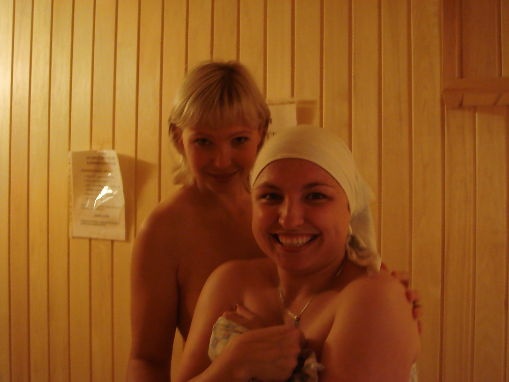 Girls come off in the sauna #13466164