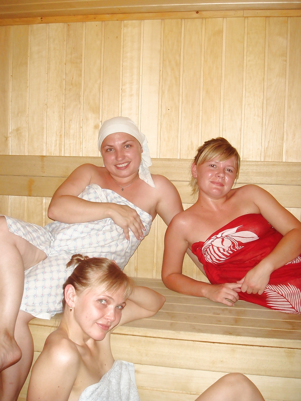 Girls come off in the sauna #13466299