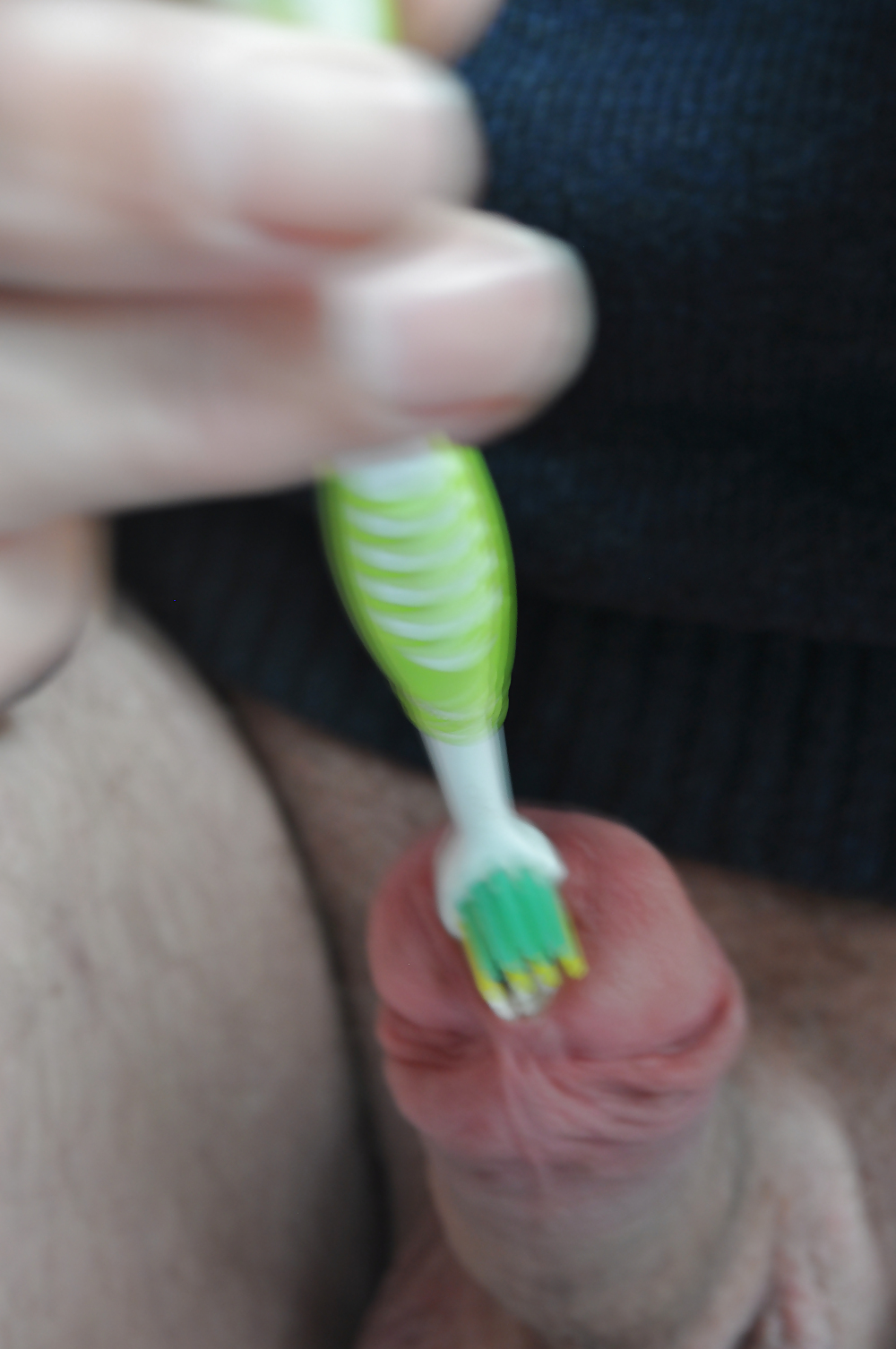 Urethra play toothbrush head and cock rings #13478053