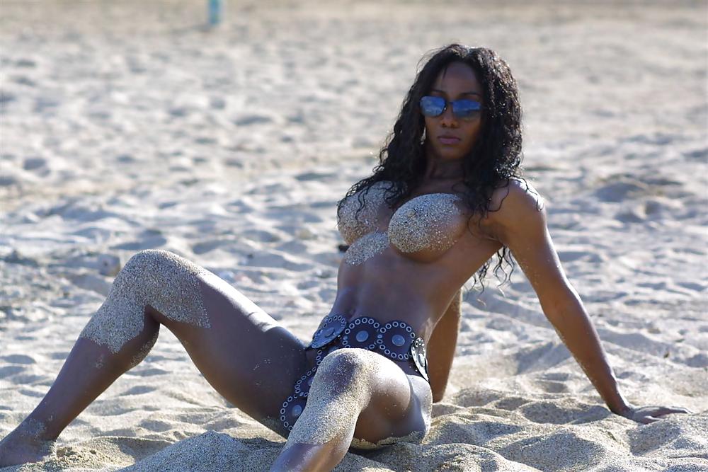 BUSTY EBONY ON THE BEACH #7704037