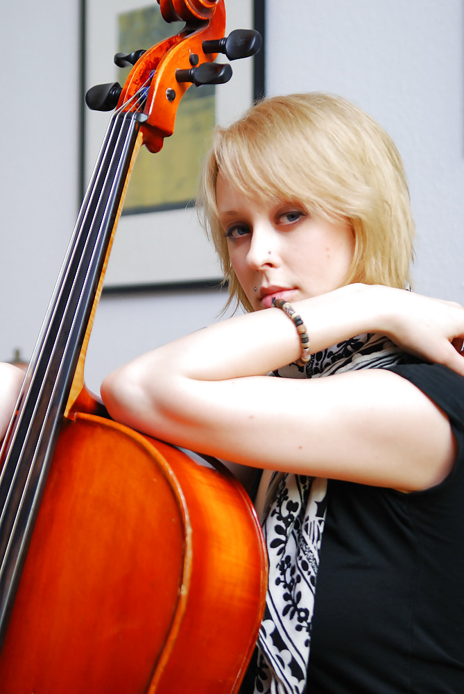 Pretty blond german with blue eyes and a Cello #14670771
