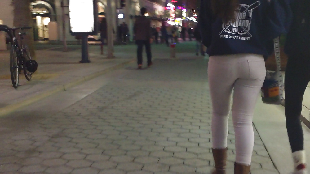 More nice Teen ass & butt in white jeans  #10295791