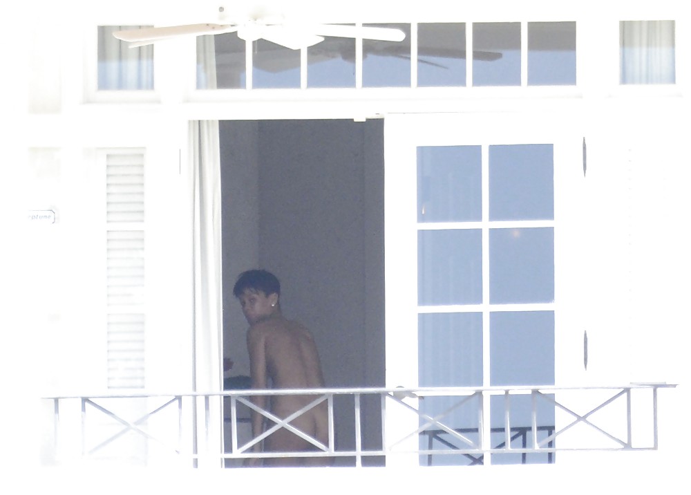 Rihanna Naked Ass And Topless Boobs Through Her Balcony #17476445